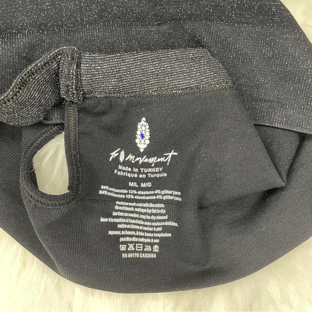 NWOT Free People Movement Black Sparkle Square Neck Strappy Sports Bra Size M/L - Picture 2 of 6